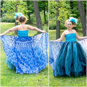 Blue Bird Costume, Kids Halloween Costume, Bluebird Tutu Dress, Adult Peacock Costume, Kids Peacock Costume, Girls Peacock Tutu Dress, Cape
