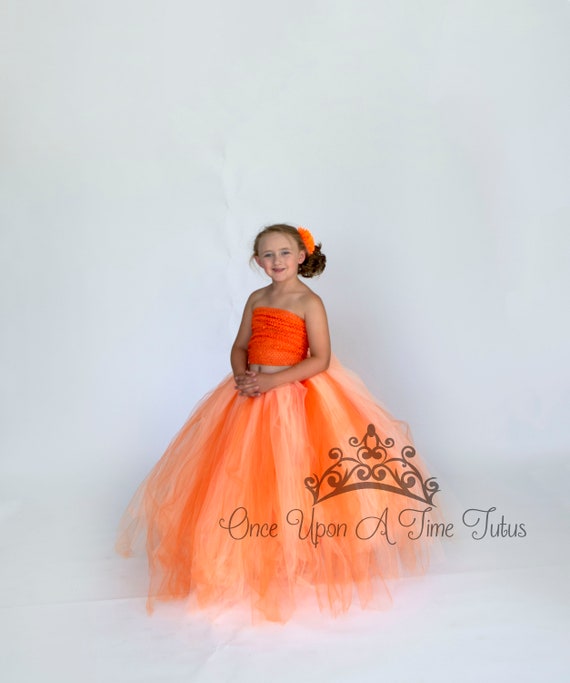 Long Orange Tutu Skirt, Little Girls Tulle Skirt, Kid Tutu Skirt, Wedding  Flower Girl Skirt, Full Length Tulle Skirt, Long Peach Tutu, Fall