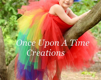 Parrot Costume, Halloween Costume, Baby Parrot Costume, Girls Tutu Dress, Toddler Costume, Kids Scarlet Macaw Layered Dress, Child Costume