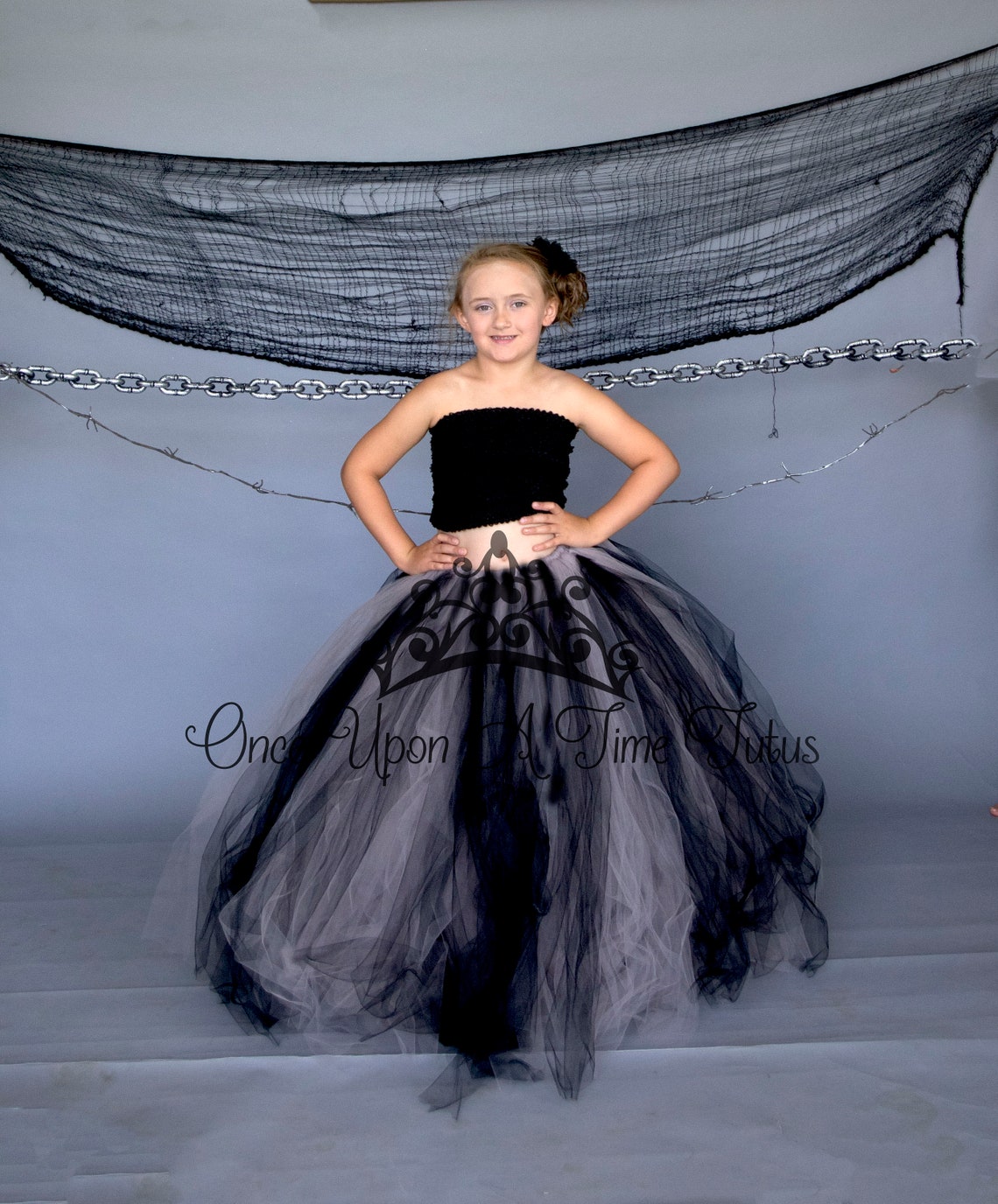 Long Black Grey Tutu Skirt Halloween Costume Skirt Witch Etsy