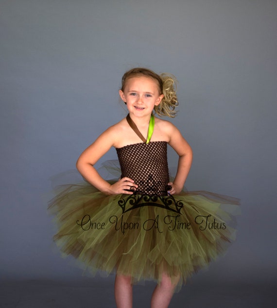 Brown Olive Green Tutu Dress Fall Dress 