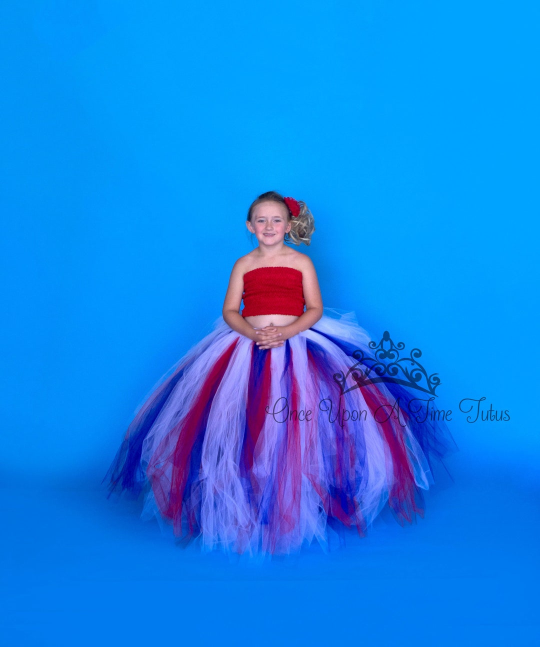 Long Red White Blue Tutu, Little Girls Tulle Skirt, Kids Tutu Skirt