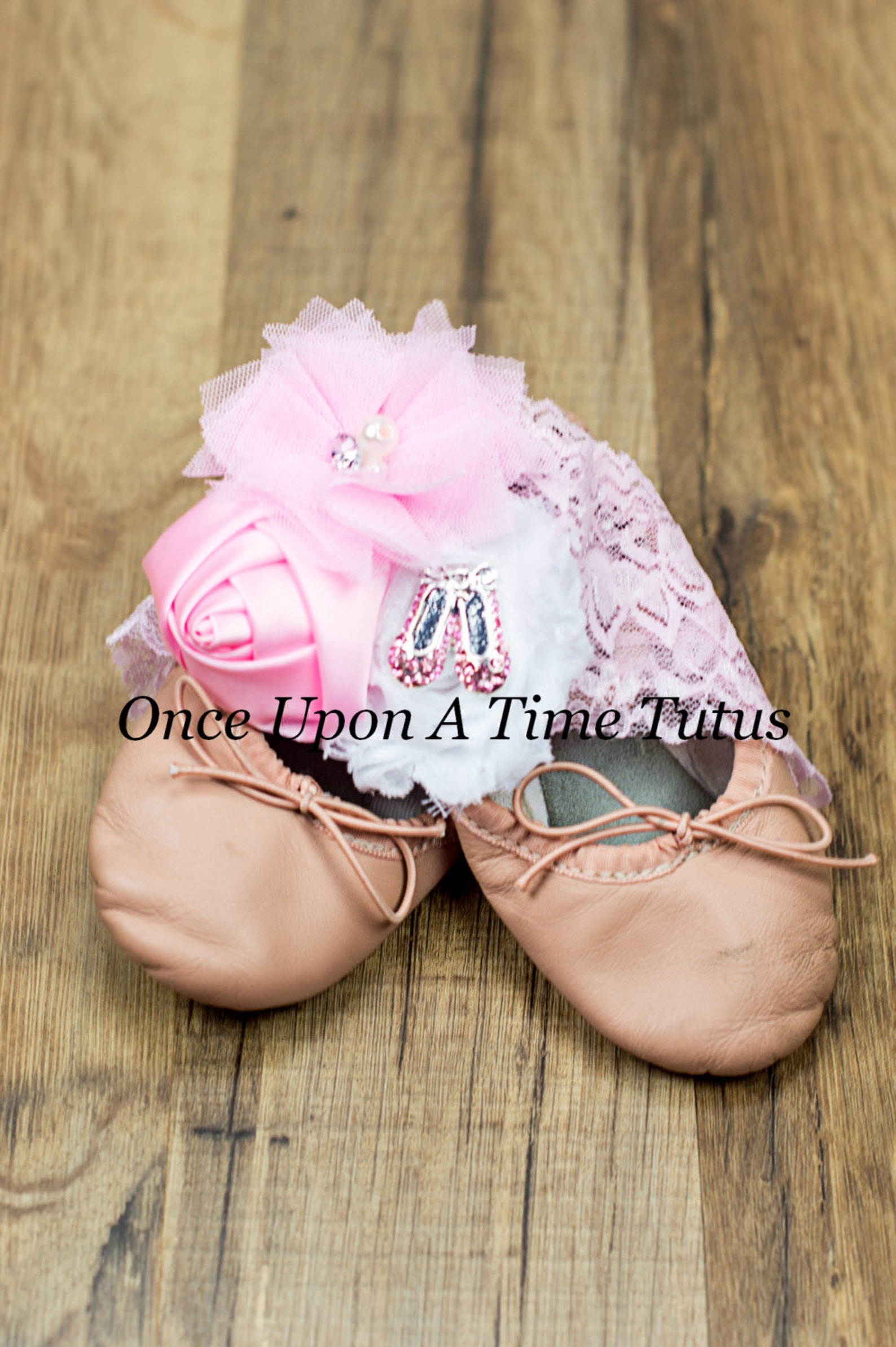 pink and white ballet shoes headband - ballet girl tiny dancer hairbow - newborn baby little girl photo prop - light pink lace b pink and white ballet shoes headband - ballet girl tiny dancer hairbow - newborn baby little girl photo prop - light pink lace b