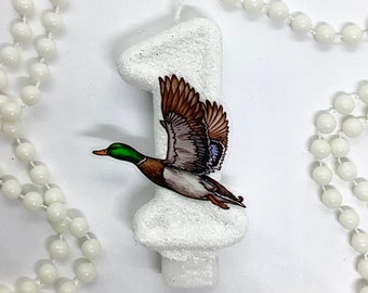 Bougie d'anniversaire Canard colvert, Décoration de fête pour la saison de la chasse, Thème chasseur pour garçons, Bougie d'anniversaire, Décoration de gâteau scintillante, Souvenir, Articles de fête