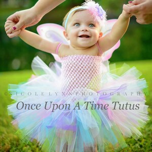 Rainbow Fairy Tutu or Dress Newborn 3 6 9 12 18 Months 2T 3T 4T 5 6 Kids Birthday, Halloween Costume, Baby Gift Pretty Pink Butterfly image 5