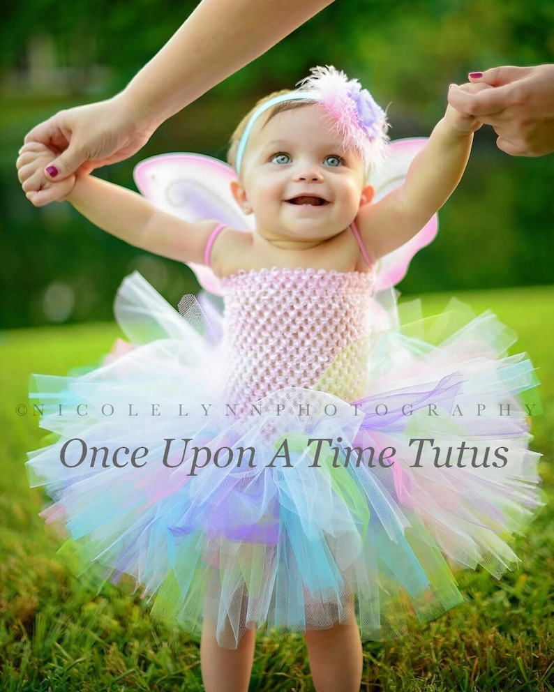 Rainbow Fairy Tutu or Dress Newborn 3 6 9 12 18 Months 2T 3T 4T 5 6 Kids Birthday, Halloween Costume, Baby Gift Pretty Pink Butterfly image 5