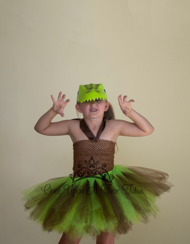 Kid Birthday Outfit Green Brown Kids Dino Dinosaur Halloween Costume Girls Dinosaur Tutu Dress Toddler Girls Costume Halloween Costume