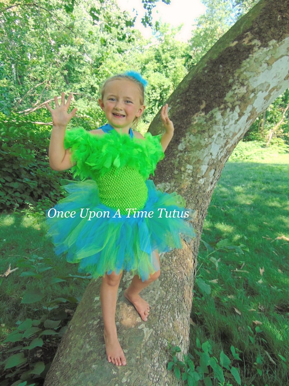 Blue Green Bird Costume, Bird Feather Dress, Halloween Costume, Kids Parrot Costume, Baby Girl Tutu Dress, Toddler Costume, Parakeet Costume
