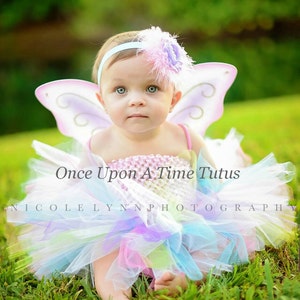 Rainbow Fairy Tutu or Dress Newborn 3 6 9 12 18 Months 2T 3T 4T 5 6 Kids Birthday, Halloween Costume, Baby Gift Pretty Pink Butterfly image 4