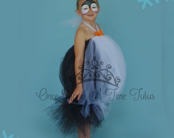Penguin Costume Tutu Set For Girls - 2-Piece Halloween Dress Up With Plush Headband