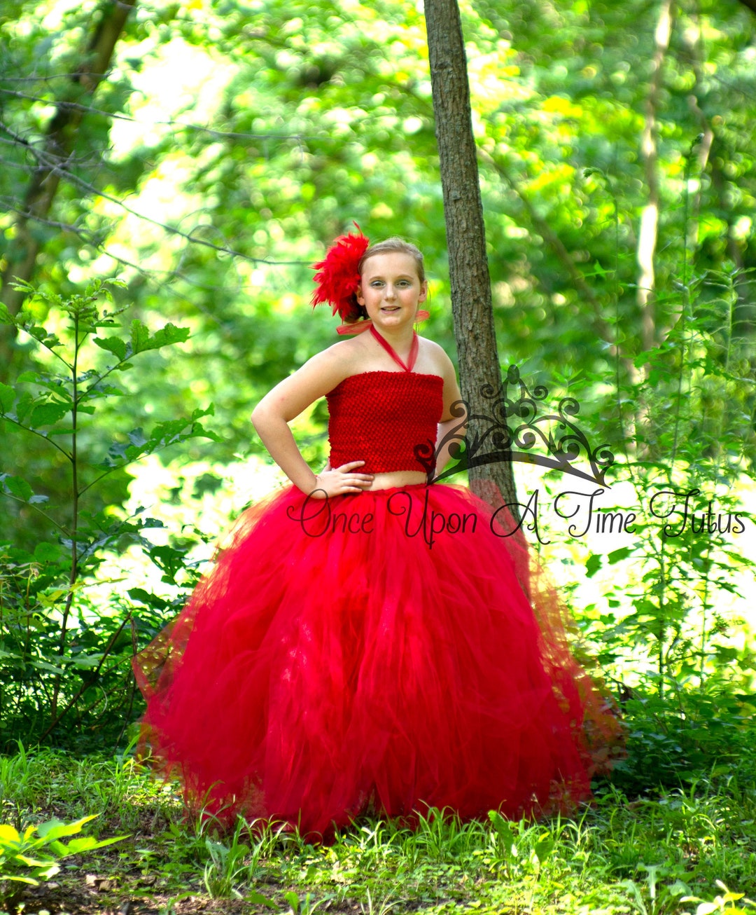 Long Red Tutu Skirt, Little Girls Tulle Skirt, Kids Tutu Skirt, Wedding