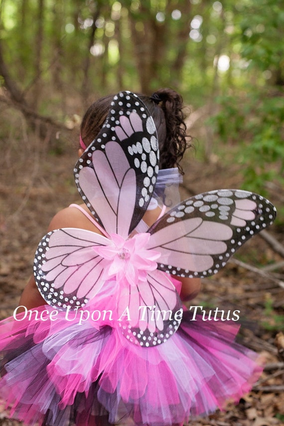 Pink Monarch Butterfly Wings Butterfly Costume Fairy Halloween Costume Accessory Little Girls Kids Toddler Wearable Wings