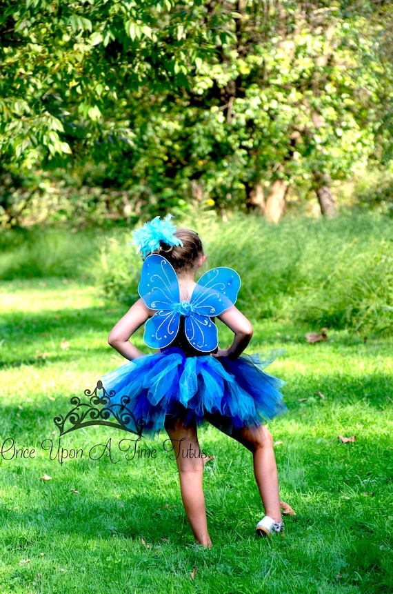 Girls blue butterfly dress clearance