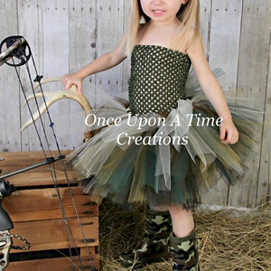 Camouflage Tutu Dress, Halloween Costume, First Birthday Outfit, Little Girls Tutu Dress, Baby Girls Tutu, Toddler Tutu, Hunter Green Tutu