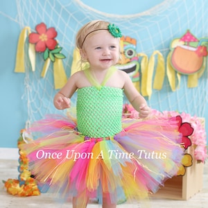 Luau Tutu, Hawaiian Hula Skirt Tutu Dress, Rainbow Pool Party Birthday Outfit, Toddler Costume, Kids Costume, Little Girls Dress, Baby