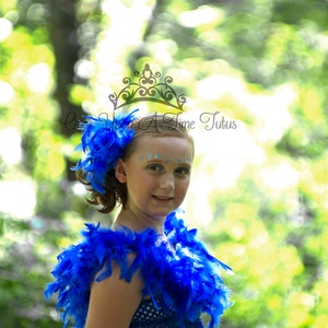 Blue Feather Hair Clip, Blue Boa Hair Piece, Parrot Headband, Kids ...