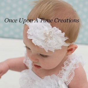 Baptism Headband, White Baptism Headband, Baby Baptism Headband, Christening Headband, Baby Girls Baptism Headband, Dedication, White Cross