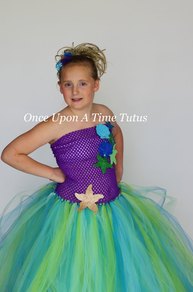 Baby Girls Size 6 12 Months 2T 3T 4T 5 6 7 8 10 12 Summer Wedding Sea Star Starfish Mermaid Glitter Starfish and Shells Tutu Dress