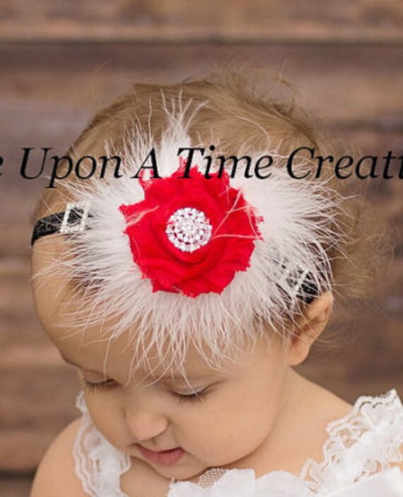 Red /& White Santa Sparkle Flower Newborn Baby Girl Headband Christmas Hair Bow