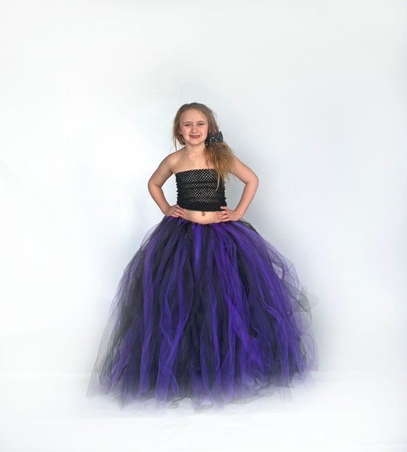 Long Black Purple Tutu Skirt Halloween Costume Skirt Witch Etsy