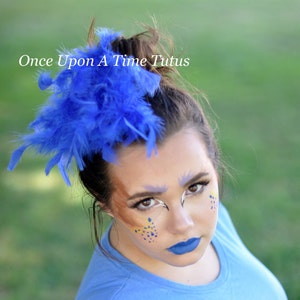 Blue Feather Hair Clip, Blue Boa Hair Piece, Parrot Headband, Kids Fascinator, Toddler Hair Clip, Halloween Costume, Hair Accessory, Macaw