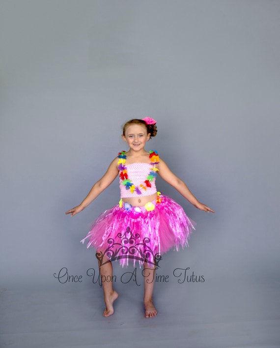 Tutu luau hawaiano, gonna di erba Hula, set tutù rosa, vestito di  compleanno per festa in piscina, costume di Halloween, costume per bambini,  bambine polinesiane -  Italia