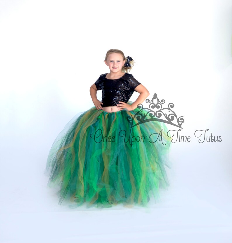 Long Green Gold Tutu Skirt Little Girls Tulle Skirt Kids Etsy