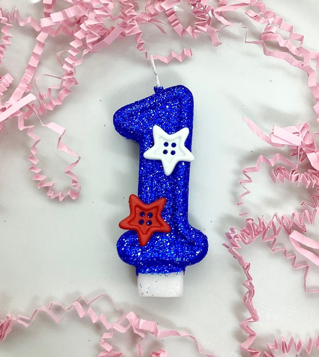 Star Glitter Birthday Candle Red Blue Patriotic Birthday USA Etsy
