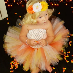 Candy Corn Tutu or Dress, Halloween Costume, First Birthday Outfit, Little Girls Tutu Dress, Baby Girls Tutu, Toddler Tutu, Kids Fall Skirt