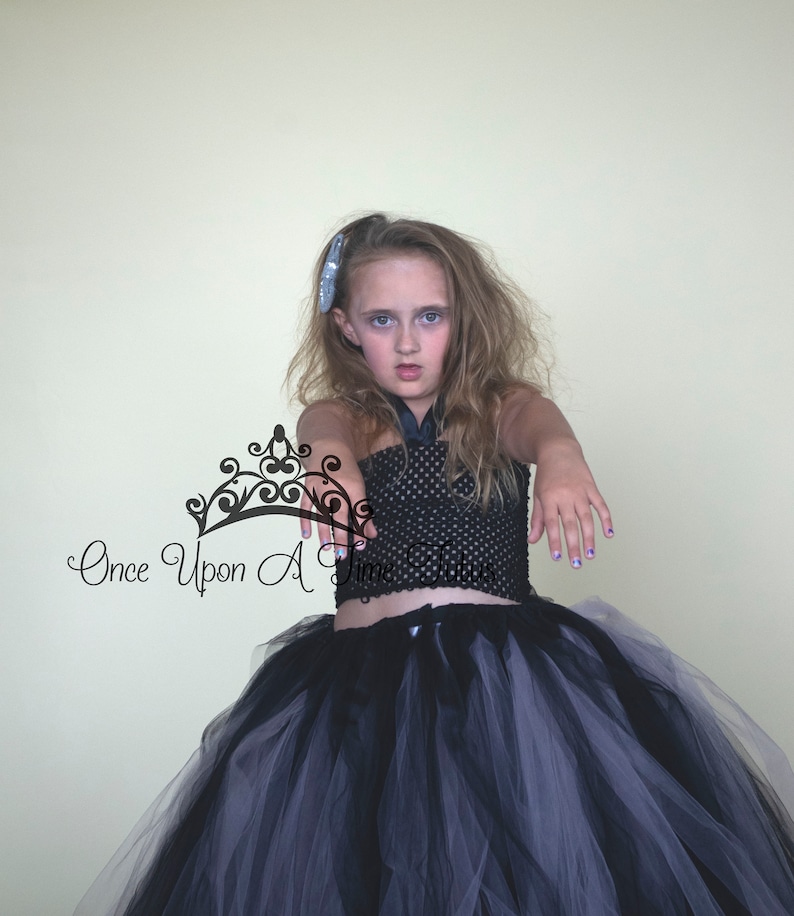 Long Black Grey Tutu Skirt Halloween Costume Skirt Witch Etsy