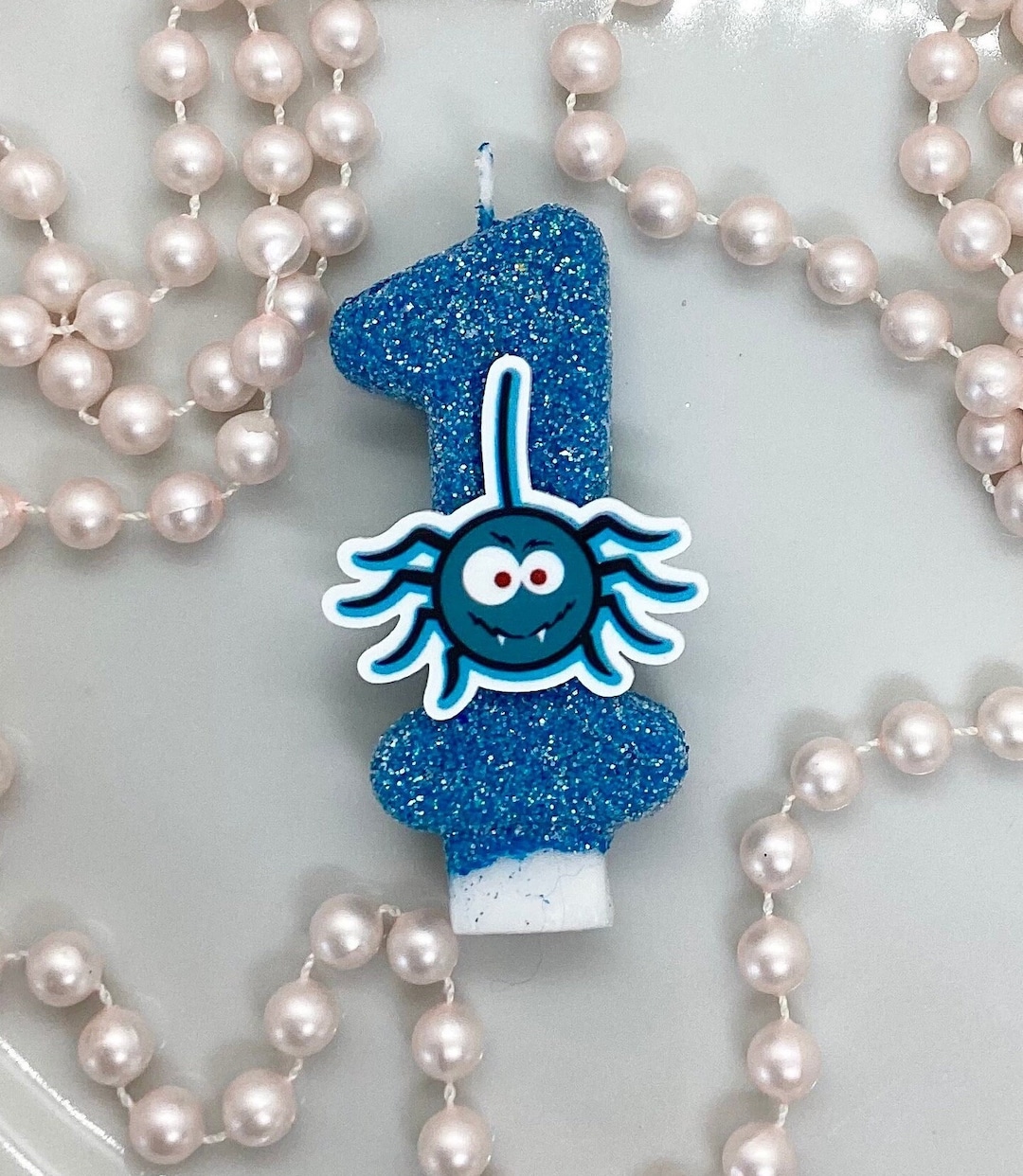 Spider Birthday Candle, Nursery Rhyme Theme Party Decor, Glitter