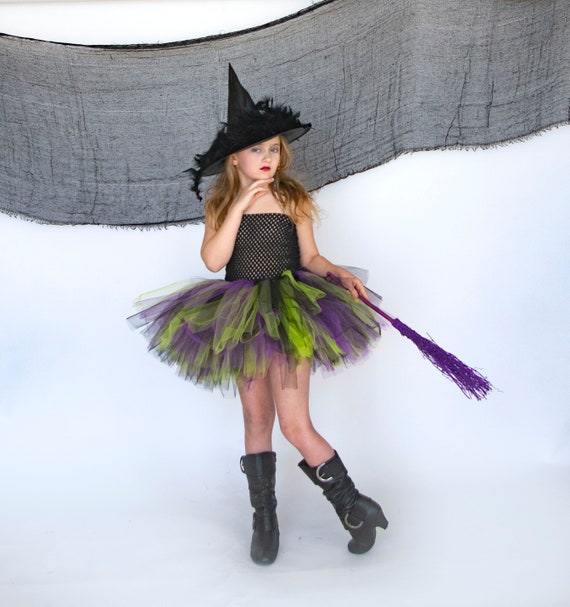 Childs Glitter Witch Costume Tutu Dress Hat Childs Glitter Witch Costume Tutu Dress Hat
