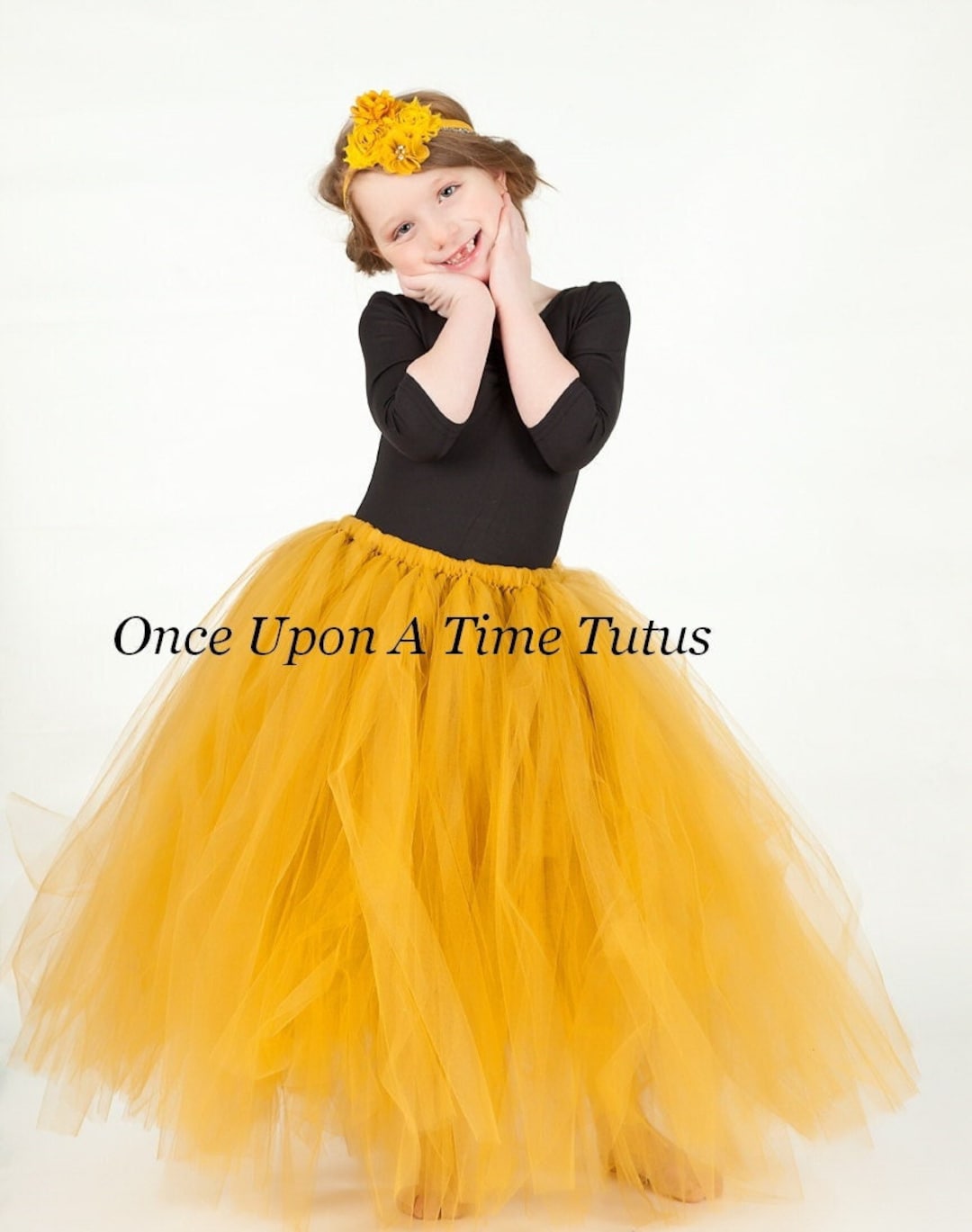 Long Golden Yellow Tutu Skirt, Little Girls Tulle Skirt, Kid Tutu Skirt