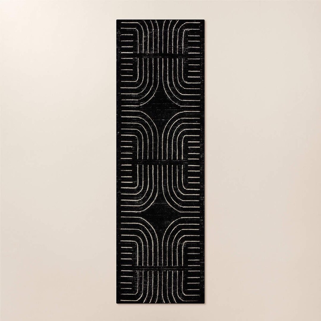 Asti Hand-tufted Black and White New Zealand Wool Runner Rug 2.6x8 ...
