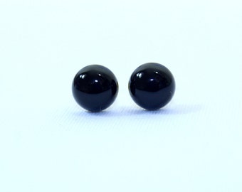 10mm Black Onyx Stud Earrings 10 mm Black Studs Earring Cabochon MapenziGems