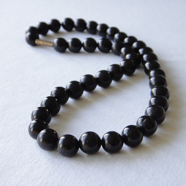 Black Onyx Necklace. 10mm Genuine Black Onyx Beads. 16" Necklace. Evening Wear Necklace. MapenziGems