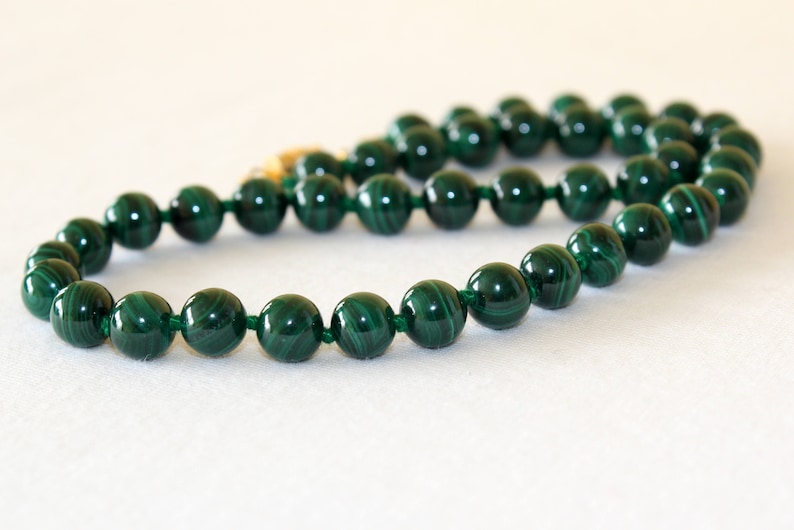 Malachite Necklace. 8mm Green Malachite Beads Necklace Hand Etsy UK