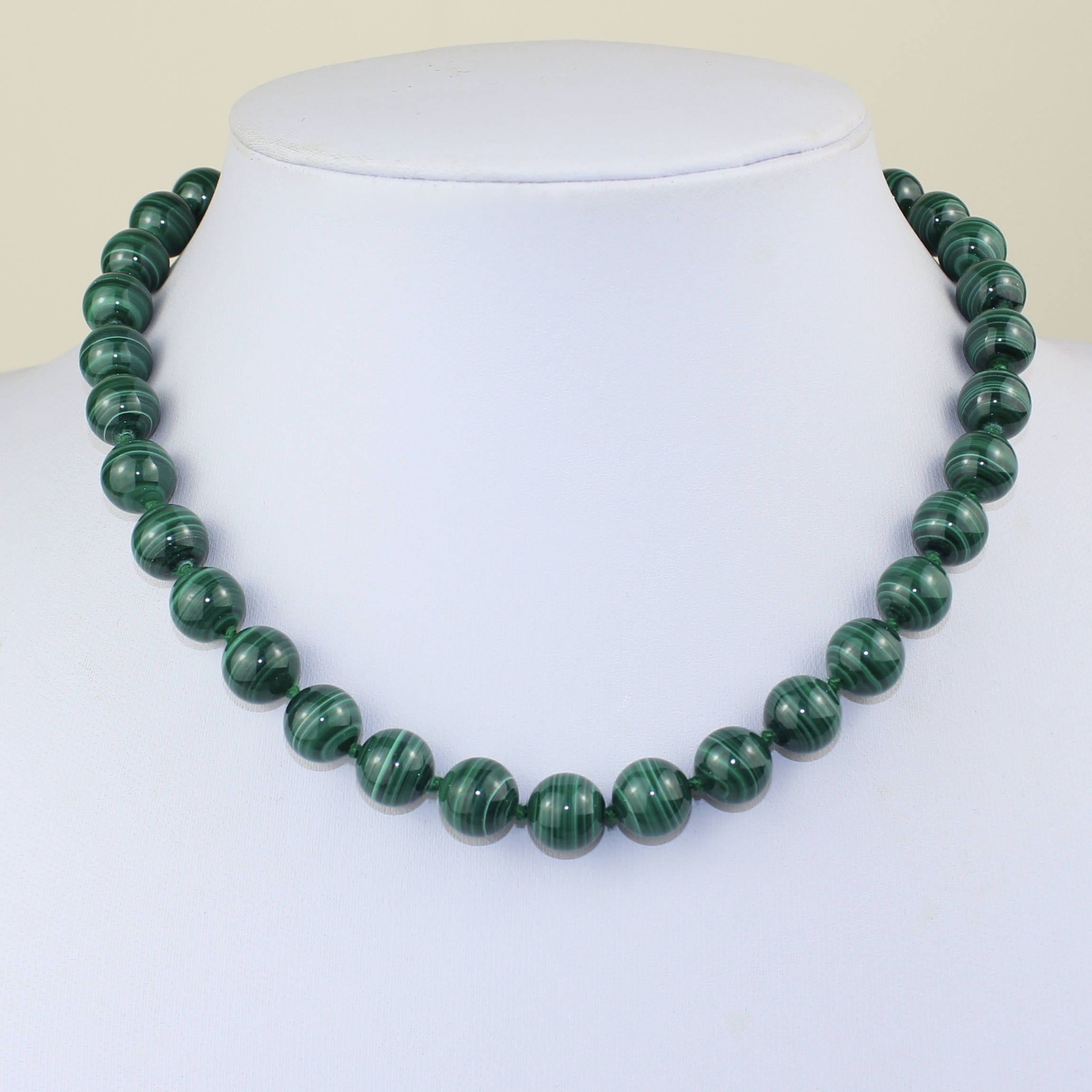 Malachite Necklace 10mm Green Malachite Beads Necklace Hand Etsy