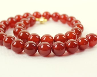 12mm Carnelian Necklace - VARIOUS Length Options. 12 mm Carnelian Beads. Grade 'A' Therapeutic Healing Grade. MapenziGems