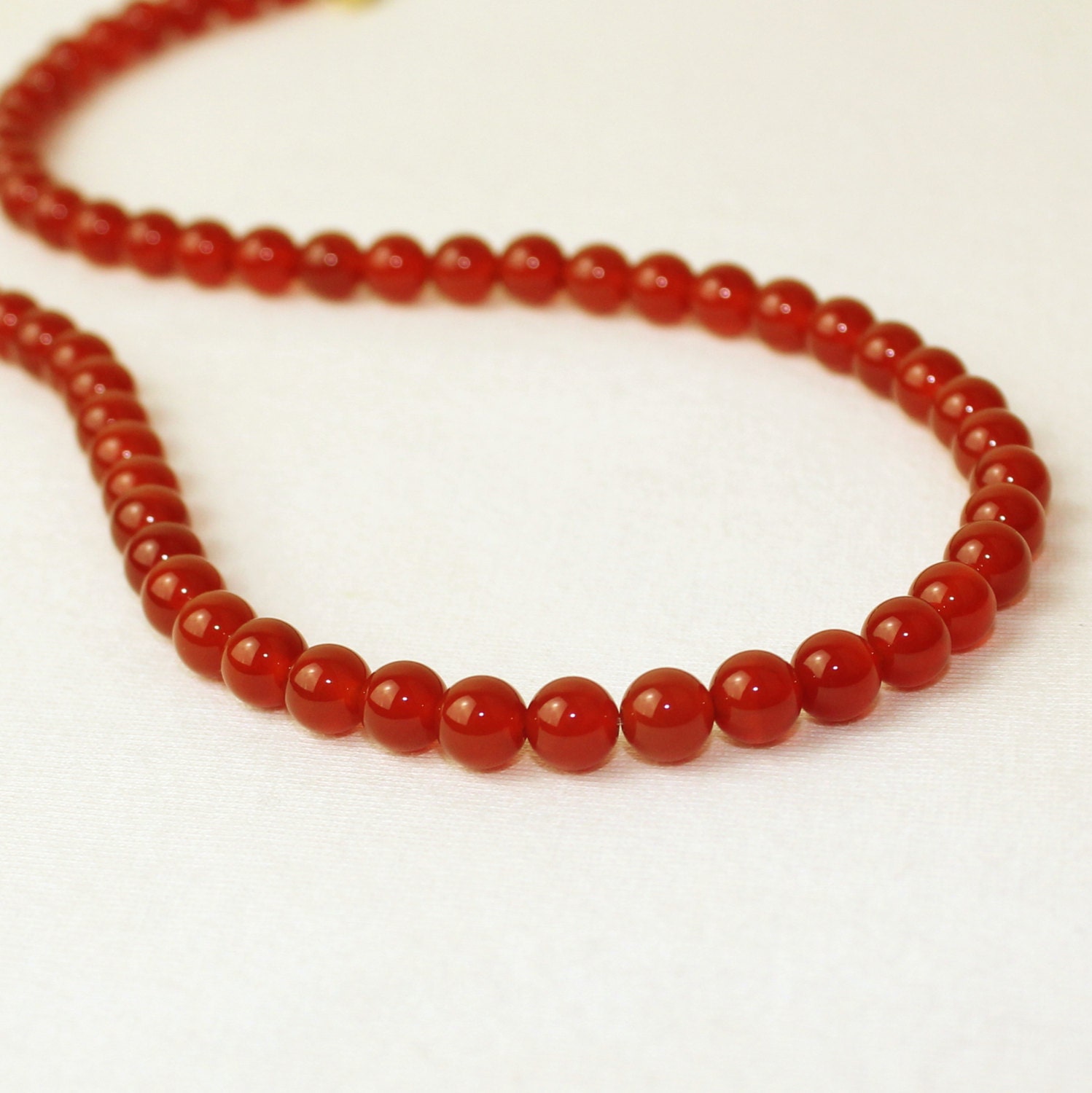 Collier en cornaline - Perles rondes 6 mm - 43 cm
