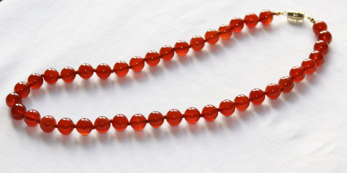 Carnelian Necklace 10mm Carnelian Beads. Grade 'A' Therapeutic Healing