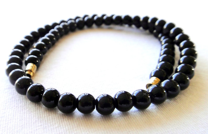 Black Onyx Necklace 6mm 16. Genuine Natural Stone Beads. 6mm Black Onyx ...
