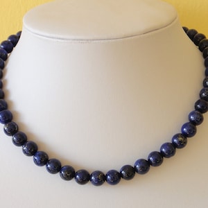 8mm Lapis Lazuli Necklace - VARIOUS Length Options. Rich Blue Beads with High Pyrite Content. Therapeutic Necklaces.  MapenziGems.