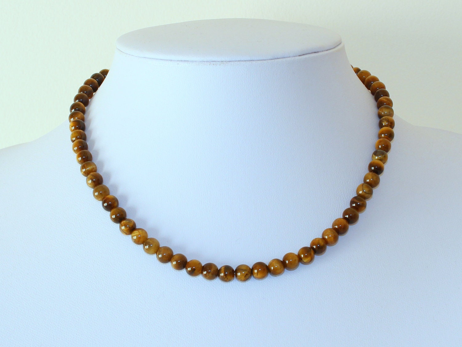 Tiger Eye Necklace. 6mm 16 Brown Tiger Eye / Tiger's Eye Stone