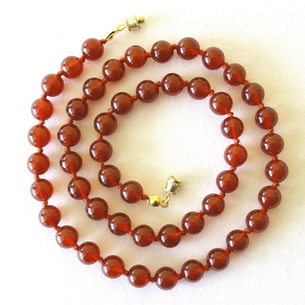 8mm Carnelian Necklace - VARIOUS Length Options. 8mm Carnelian Beads. Grade 'A' Therapeutic Healing Grade. Hand Knotted. MapenziGems