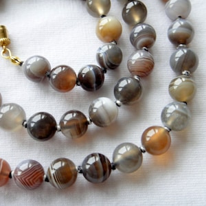 8mm Botswana Agate Necklace. 24 inches Long. Genuine Natural Stone. Multi Color Agate Stone Beads. Therapeutic Necklace. MapenziGems