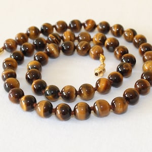 8mm Tiger Eye Necklace VARIOUS Length Options Hand Knotted. Brown Tiger Eye / Tiger's Eye Stone. Therapeutic. MapenziGems image 2