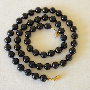 Hand Knotted Black Onyx Necklace, 8mm Gemstone Bead Necklace