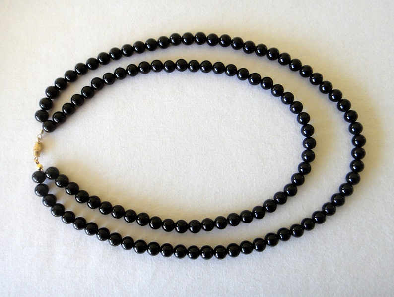 Black Onyx Necklace 8mm Beads. Double Strand Necklace. Multi Strand