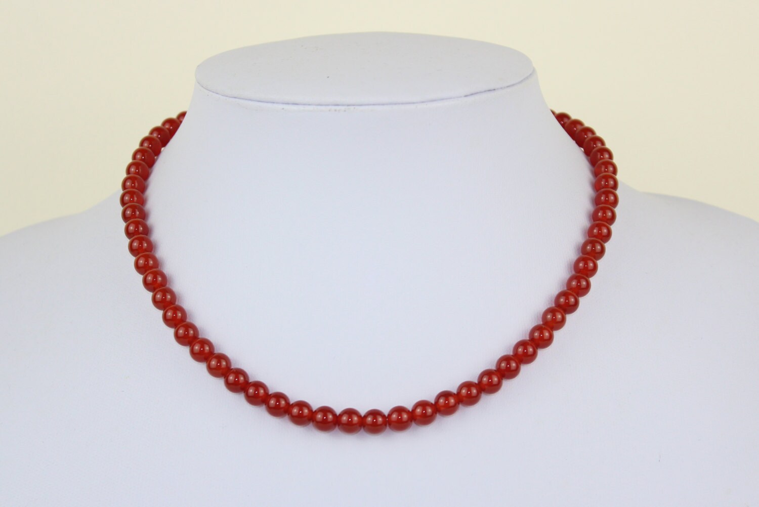 Collier Cornaline Perles Rondes 6 Mm - Longueur 43 Cm - Naturosphere NEUF